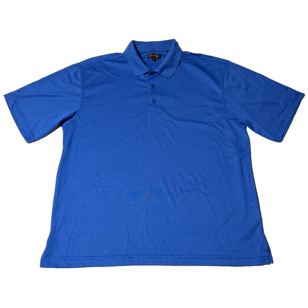 MONTEREY CLUB‎ Men Size 2XL Blue Poly Spandex Short Sleeve Polo Shirt